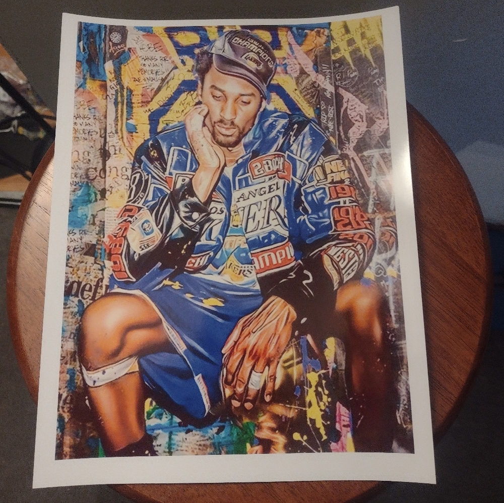 KOBE BRYANT OLD SCHOOL LAKERS COLOR ART 8.5x11 ULTRA PREMIUM GLOSSY 2000 POSTER